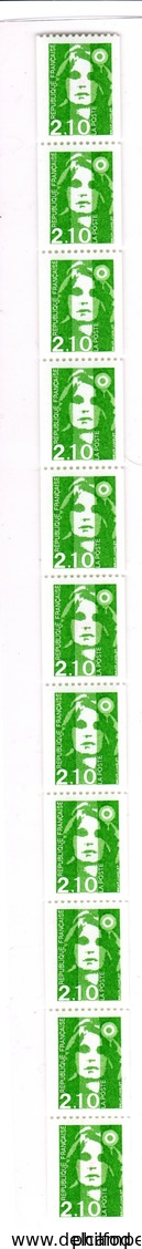 1990 - Bande De 11 Timbres N°2627  (avec 3 N° Rouge Au Verso) - Rollo De Sellos