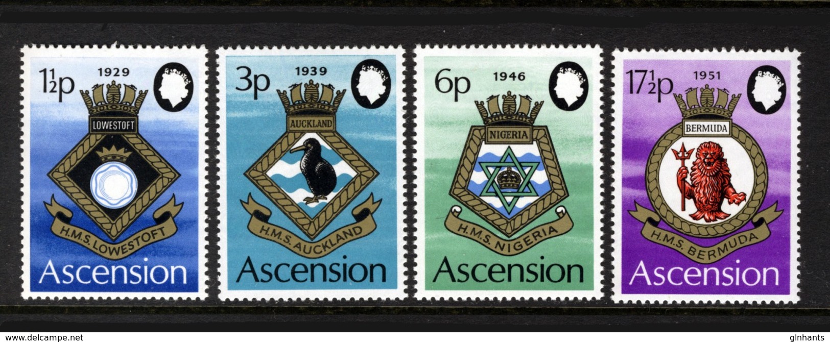 ASCENSION - 1972 ROYAL NAVY CRESTS (4th SERIES) SET (4V) FINE MNH ** SG 154-157 - Ascension