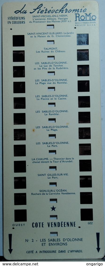 ROMO :  602   COTE VENDÉENE N°2  LES SABLES D'OLONNE ET ENVIRONS - Visionneuses Stéréoscopiques