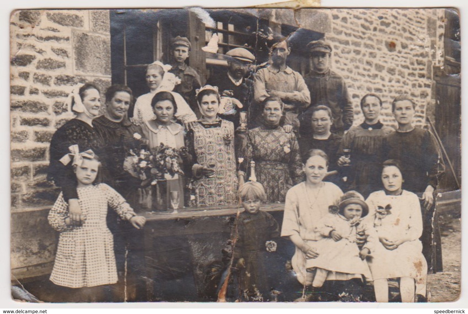 27263 Deux 2 Cartes Photo LAURENAN 22 -Mariage Groupe Folklorique ?  Femme Costume Breton -Sollignaux ! état ! - Autres & Non Classés