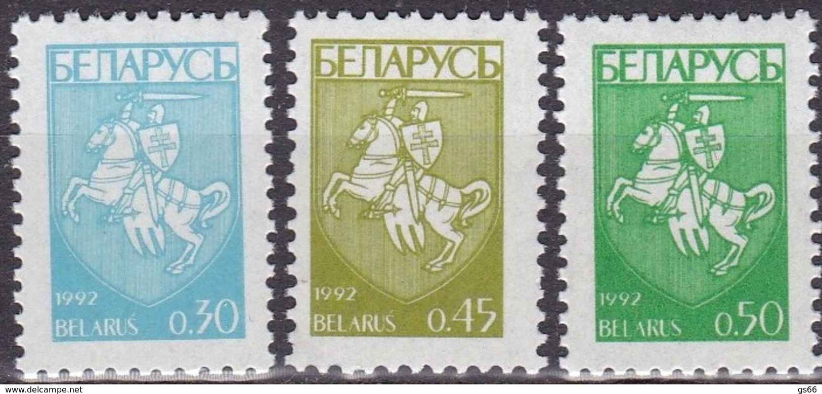 1992, Belarus, 14/16, MNH **, Definitive Issue - Coat Of Arms. Wappen - Belarus