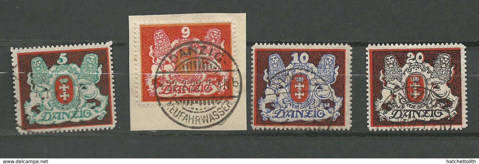 Danzig  1921  Mi.Nr.: 87-89, 99  Coat Of Arms 5 -20 M. Set Cancelled O - Andere & Zonder Classificatie