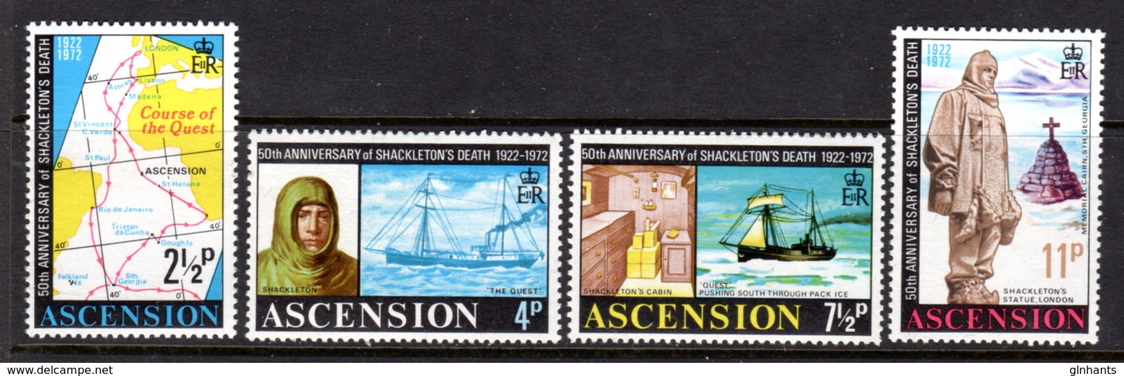 ASCENSION - 1972 SHACKLETON ANNIVERSARY SET (4V) FINE MNH ** SG 159-162 - Ascension (Ile De L')