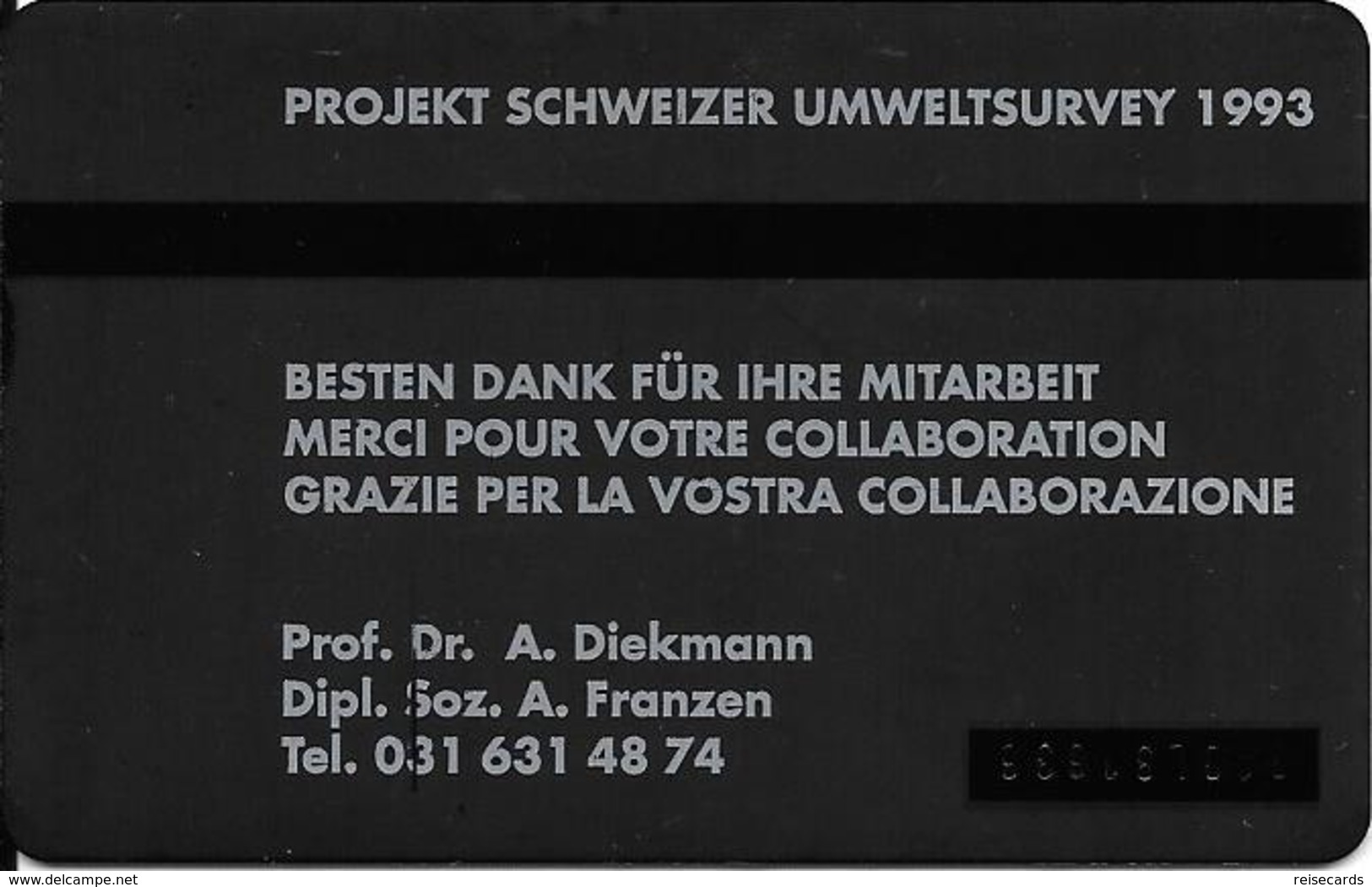 Switzerland: PTT KP-93/178 310L Universität Bern - Projekt Schweizer Umweltsurvey - Svizzera