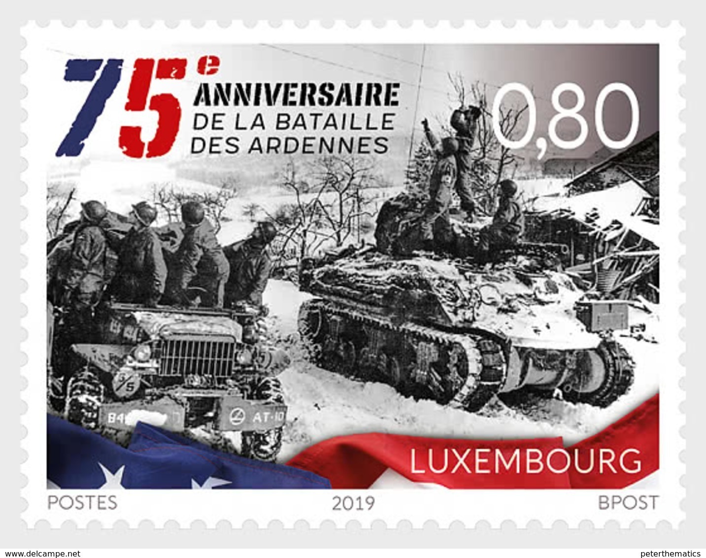 LUXEMBOURG, 2019, MNH,  WWII, BATTLE OF ARDENNES, TANKS, 1v - Guerre Mondiale (Seconde)