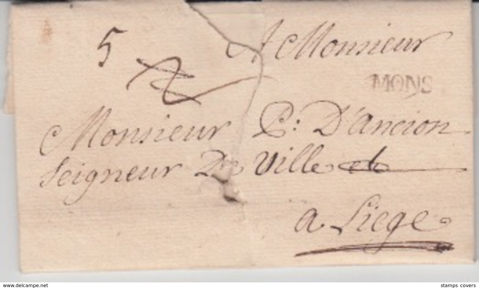 LAC Du 30/06/1749 De MONS A LIEGE CACHET MONS EN NOIR - 1714-1794 (Paises Bajos Austriacos)