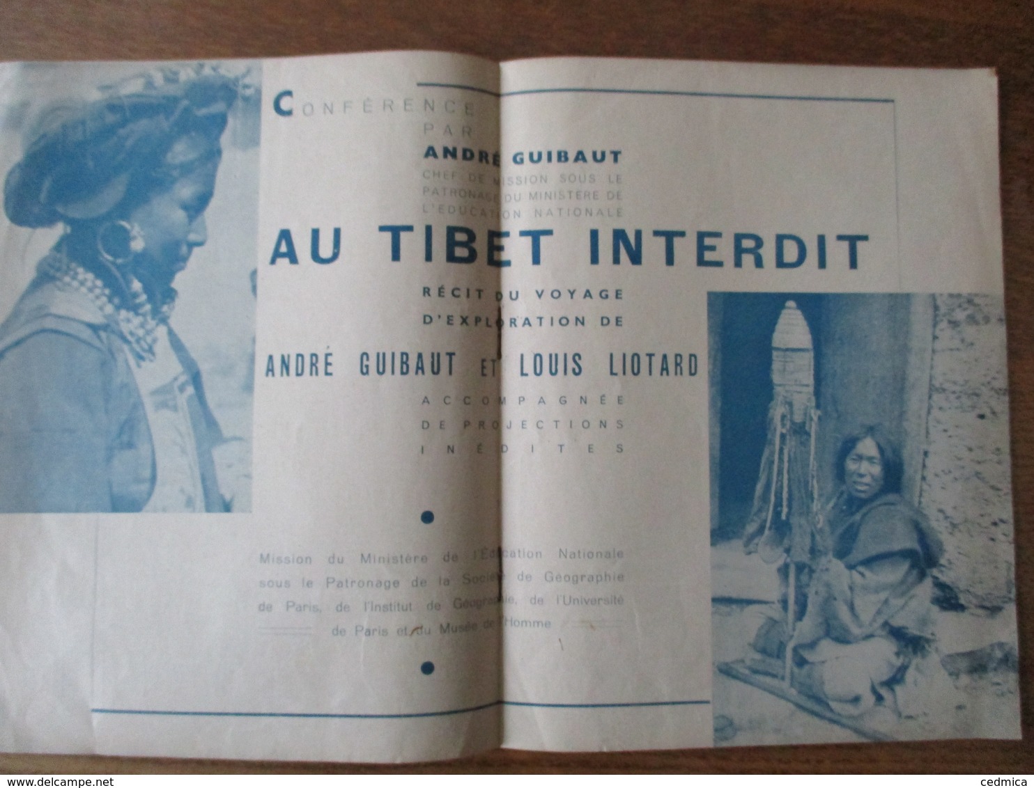 MISSION GUIBAUT-LIOTARD 1936-1937  CONFERENCE PAR ANDRE GUIBAUT AU TIBET INTERDIT RECIT DU VOYAGE D'EXPLORATION - Programmes