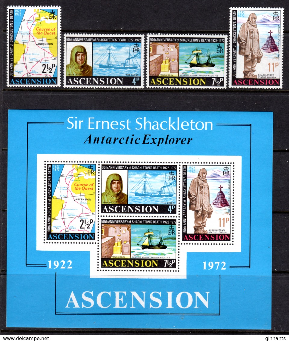 ASCENSION - 1972 SHACKLETON ANNIVERSARY SET (4V) & MS FINE MNH ** SG 159-162, MS163 - Ascension