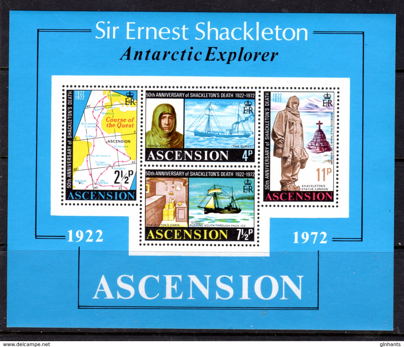 ASCENSION - 1972 SHACKLETON ANNIVERSARY MS FINE MNH ** SG MS163 - Ascensión