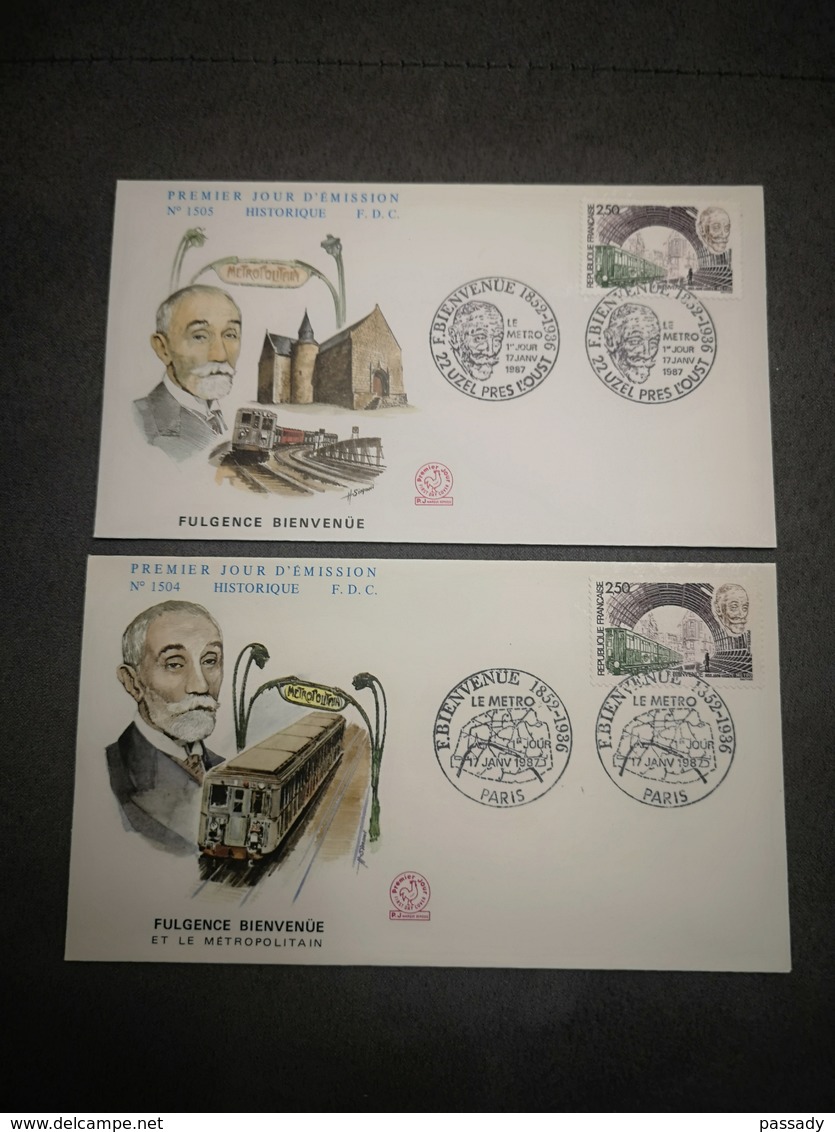 FRANCE FDC Lot 2 Enveloppes P.J FULGENCE BIENVENÜE 1987 - Collection Timbre - 1980-1989