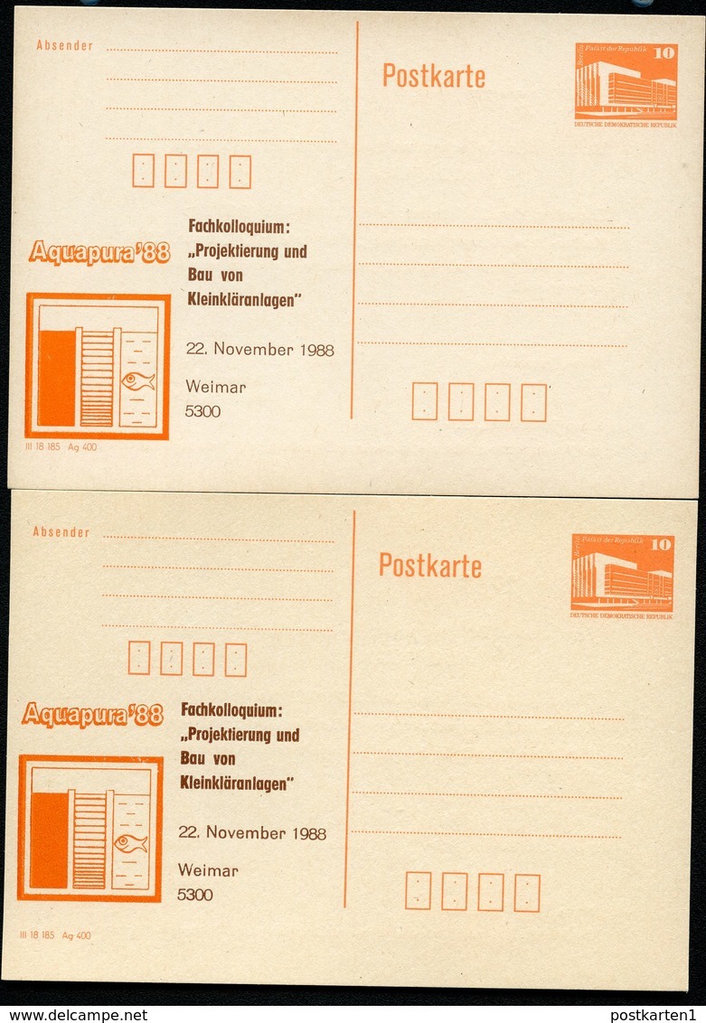 DDR P86II-37-88 C37 Postkarten Zudruck KOLLOQUIUM KLEINKLÄRANLAGEN PASSERVERSCHIEBUNG Weimar 1988 - Privatpostkarten - Ungebraucht