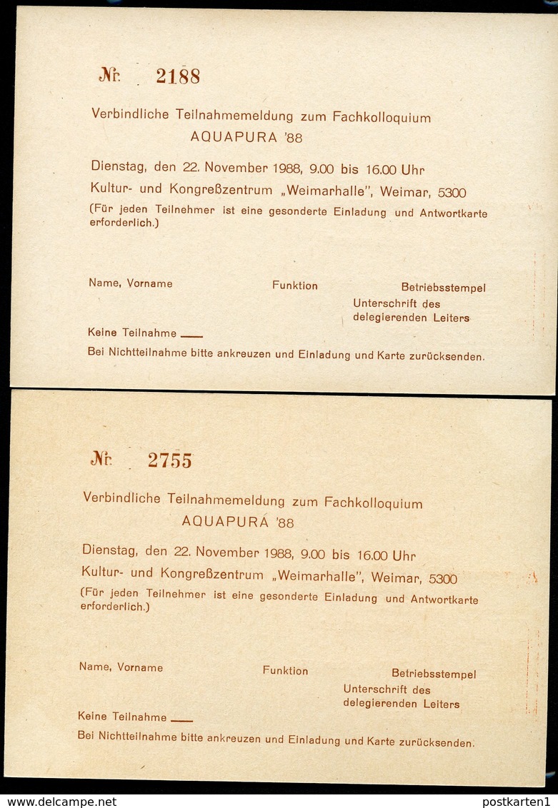 DDR P86II-37-88 C37 Postkarten Zudruck KOLLOQUIUM KLEINKLÄRANLAGEN PASSERVERSCHIEBUNG Weimar 1988 - Cartoline Private - Nuovi