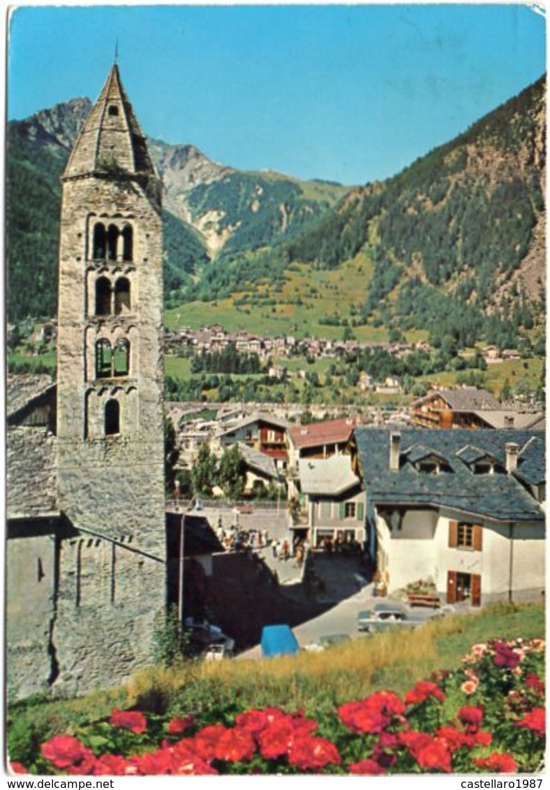 COURMAYEUR - Scorcio Panoramico, La Chiesa Di S. Pantaleone Con Il Campanile Romanico (a. 1392) E La Casa Delle Guide - Altri & Non Classificati