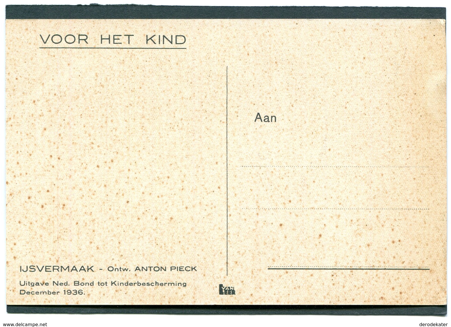 ANTON PIECK VOOR HET KIND IJSVERMAAK 1936.Vintage Post Card Pieck.Traineau Antique.Arreslee.Sleigh.Unwritten.Nice! - Pieck, Anton