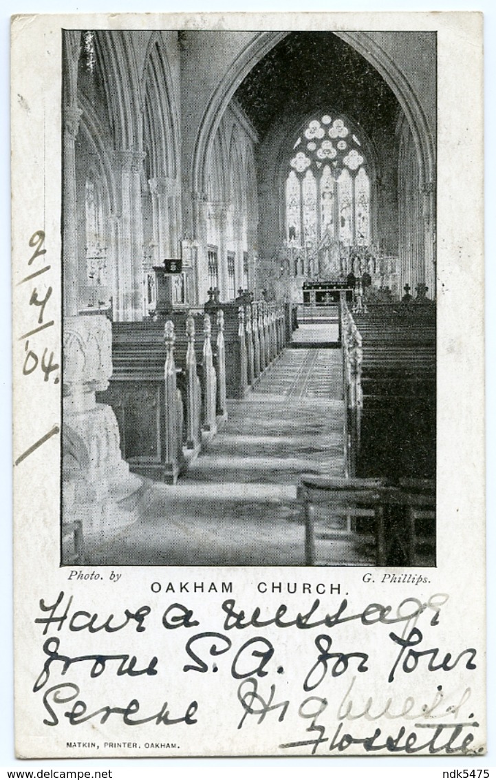 OAKHAM CHURCH / POSTMARK - OAKHAM (DUPLEX) / ADDRESS - PENZANCE, CHAPEL STREET (HOLBROOK) - Rutland