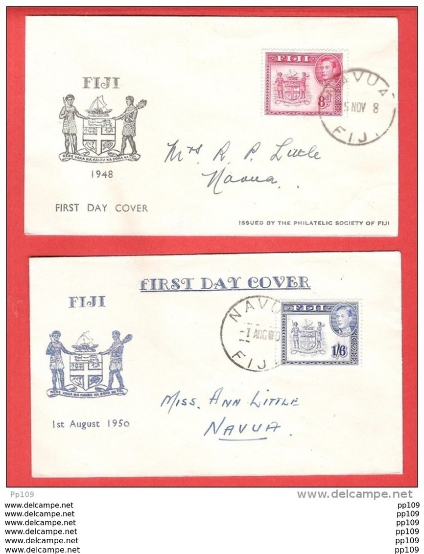 2 FDC  FIJI FIDJI   15 November  1948  - 1 Augustus 1950 - Fiji (1970-...)