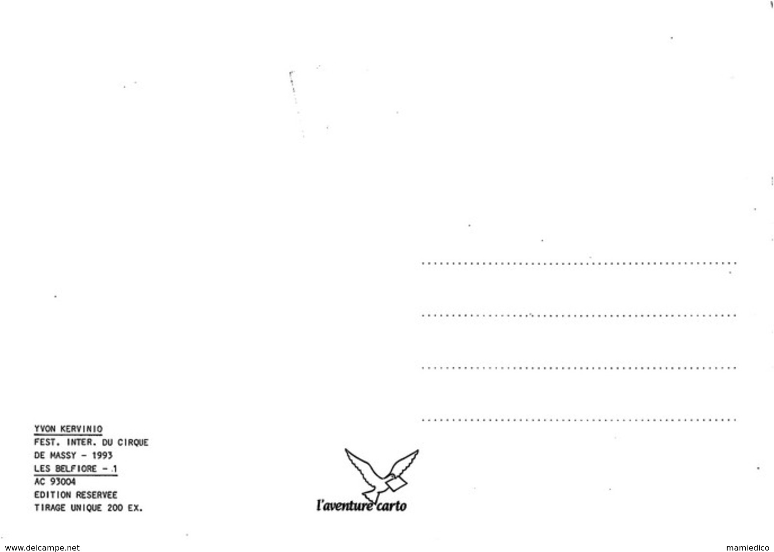 Thème " LE CIRQUE" 5 CP Lot N°6. Scans rectos + versos pour les légendes