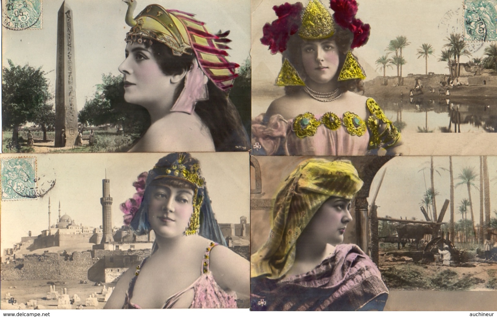 Femme Photo 851, X 4 Artiste 1900 Egypte Art Nouveau Bijou - Femmes