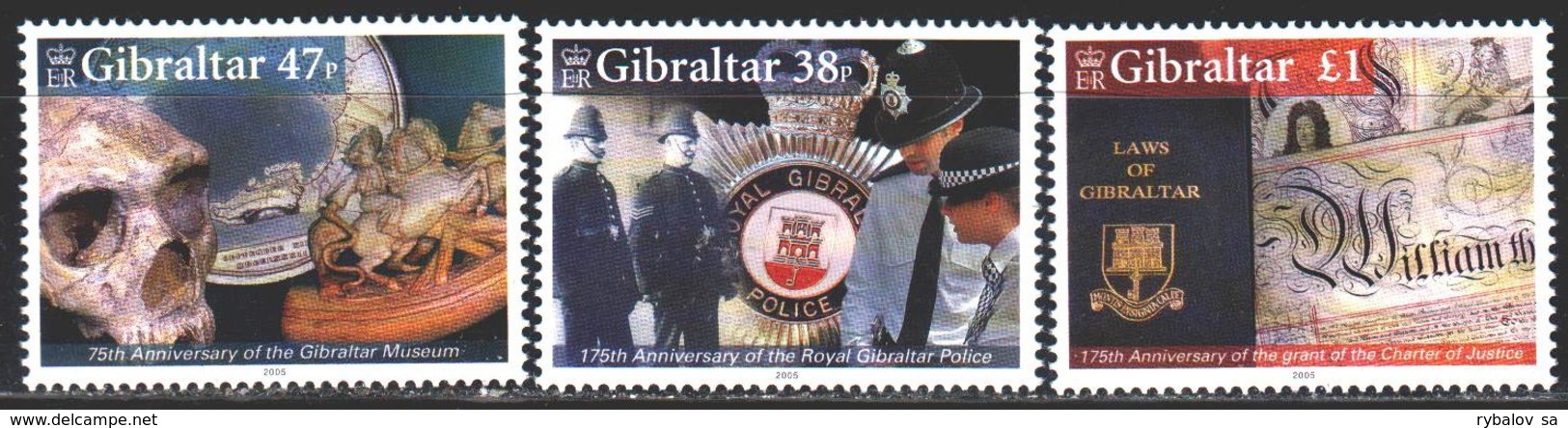 Gibraltar. 2005. 1130-32. 175 Years Of The Gibraltar Police, Skull. MNH. - Gibilterra