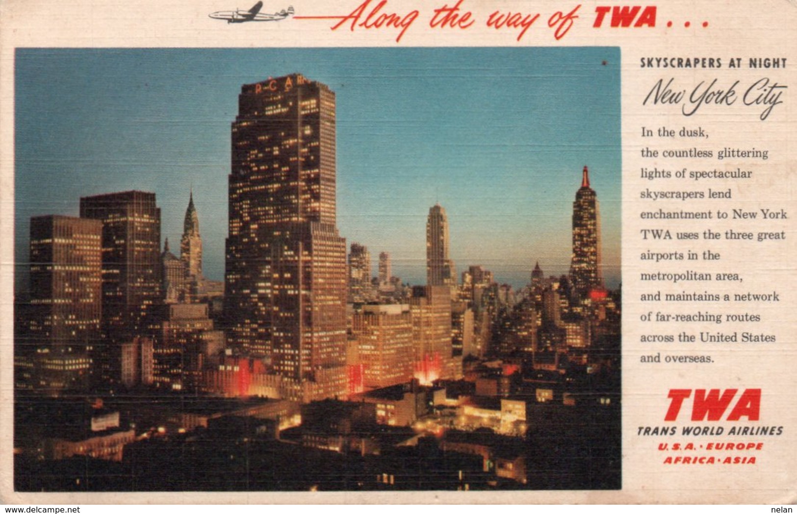 ALONG THE WAY OF TWA-NEW YORK CITY-1957 - Altri & Non Classificati