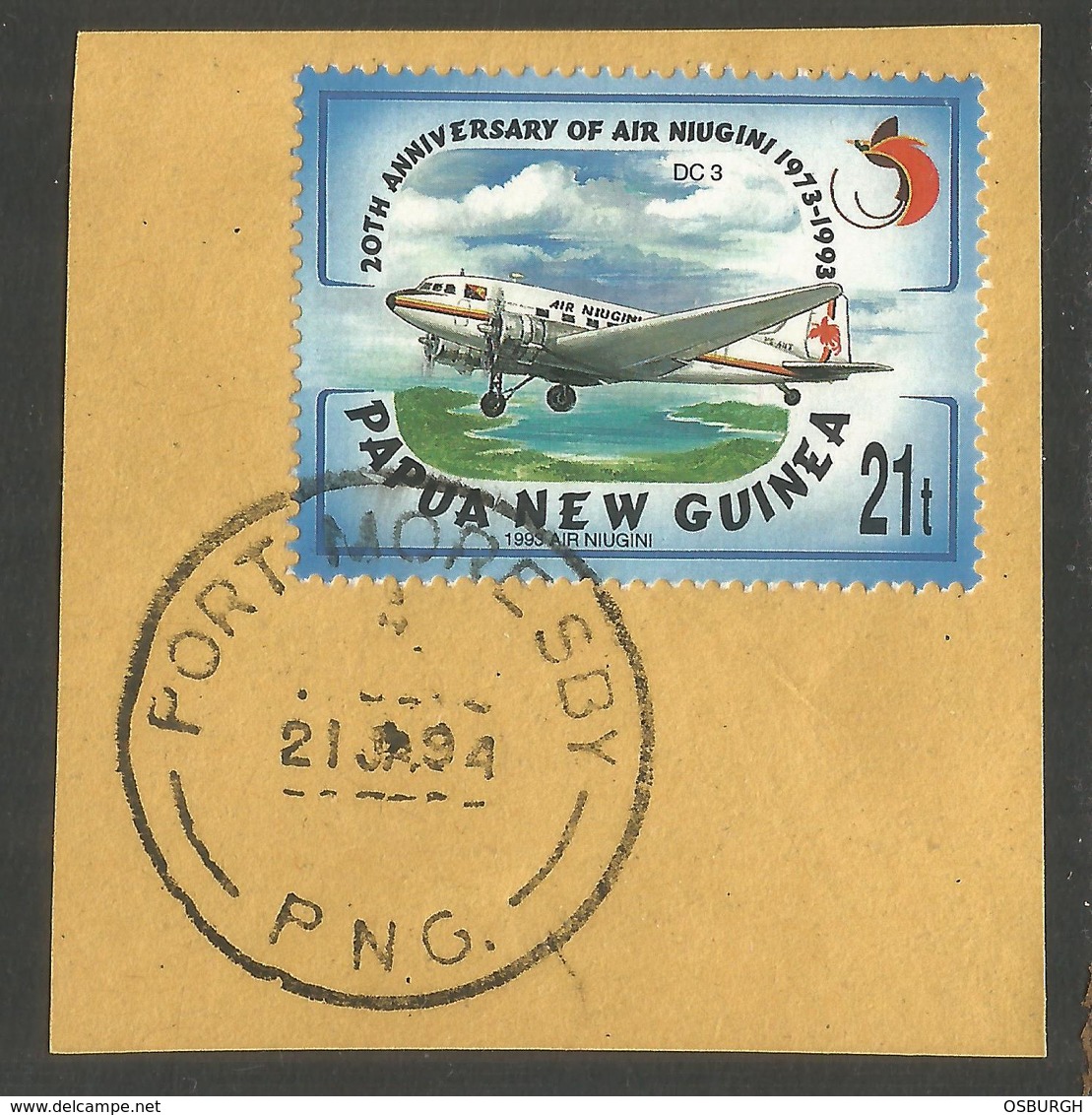 PAPUA NEW GUINEA. AIRPLANES. PORT MORESBY POSTMARK. USED - Papua New Guinea