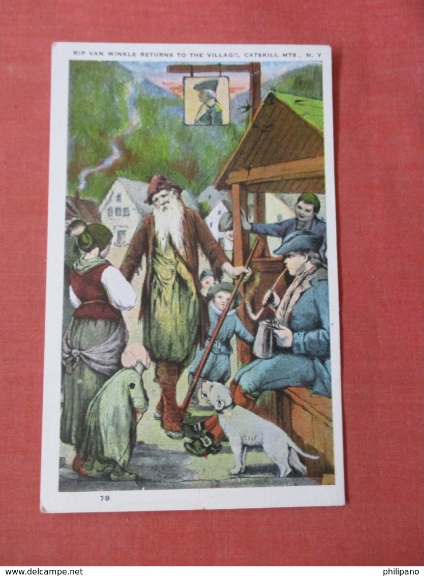 Rip Van Winkle Returns To The Village  Stain On Back ------ New York > Catskills Mountains     Ref 3885 - Catskills