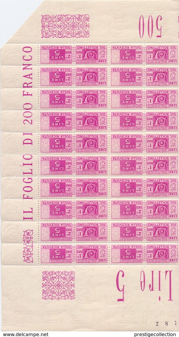 FOGLIO 5 LIRE 200 FRANCO    (FEB20469) - Postal Parcels