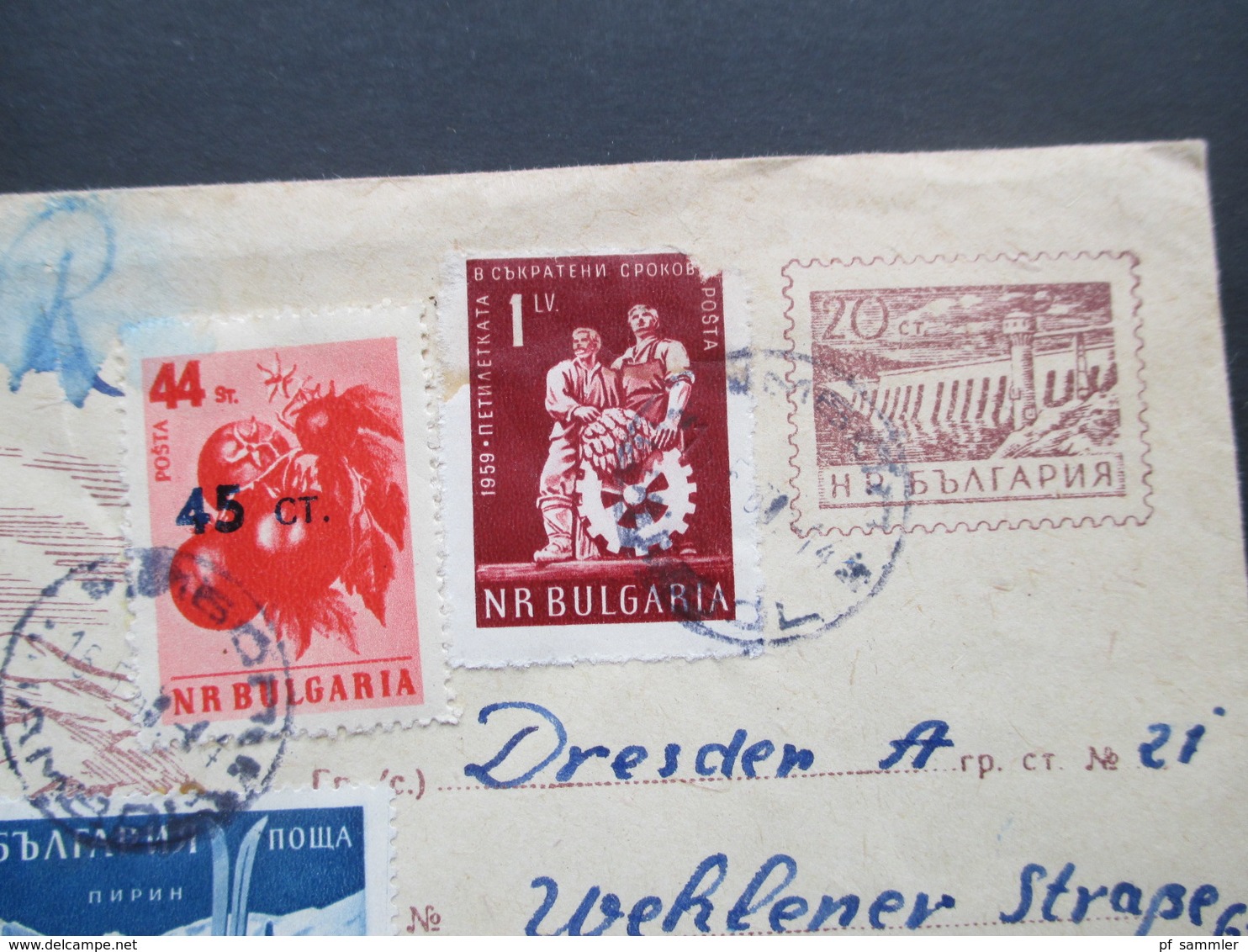 Bulgarien 1959 Ganzsachen Umschlag Mit 3 Zusatzfrankaturen Luftpost In Die DDR - Storia Postale