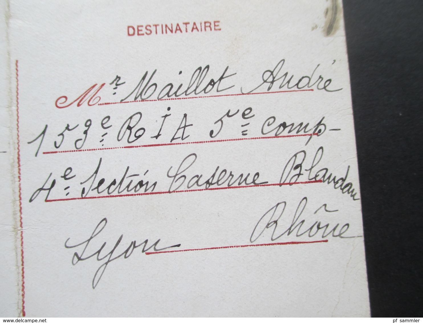 Frankreich 1942 Ganzsache P 98 Soldatenbrief 2. WK 5e Comp 4e Section Caserne Blandan ?! Lyon Rhone - Briefe U. Dokumente