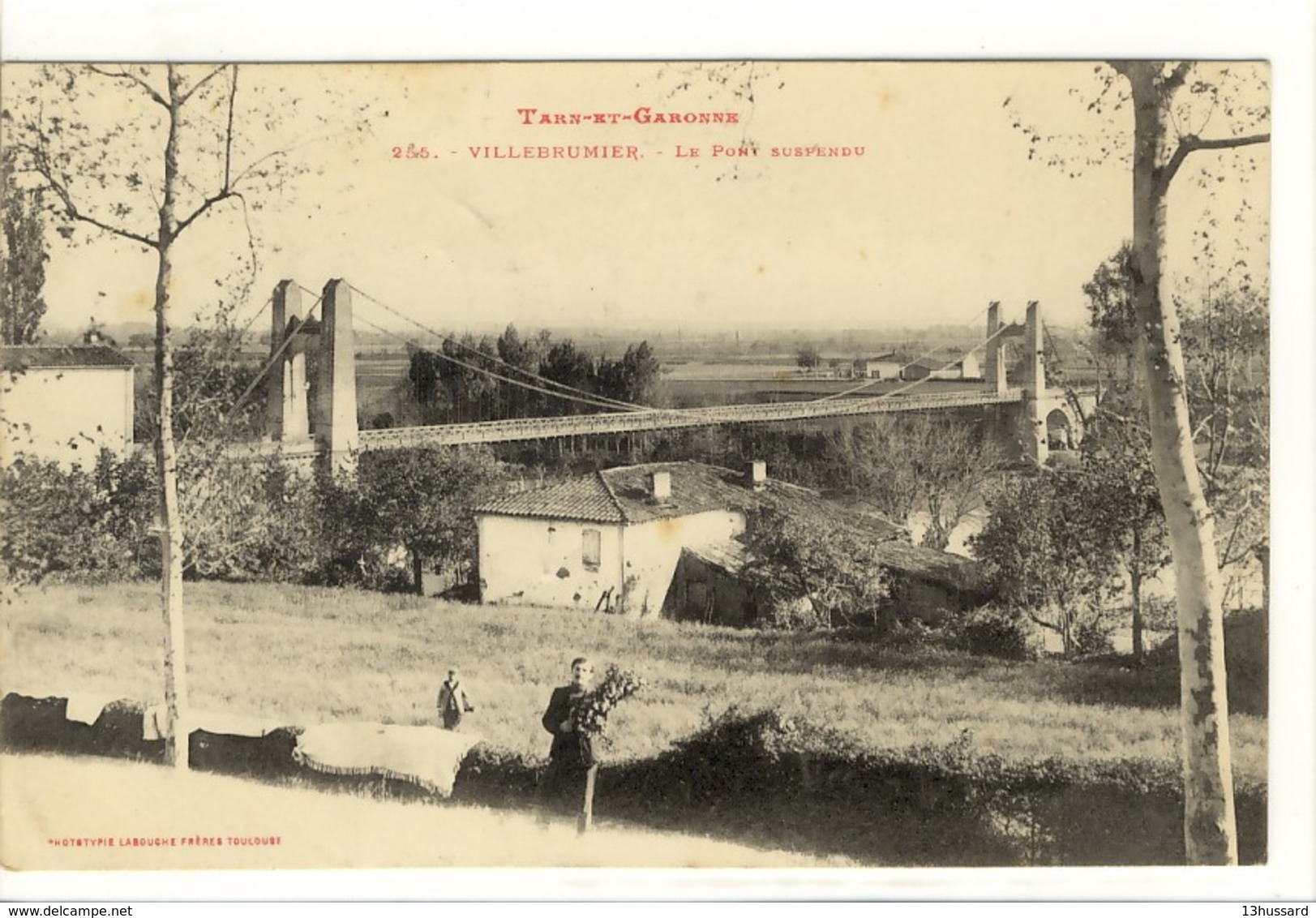 Carte Postale Ancienne Villebrumier - Le Pont Suspendu - Villebrumier