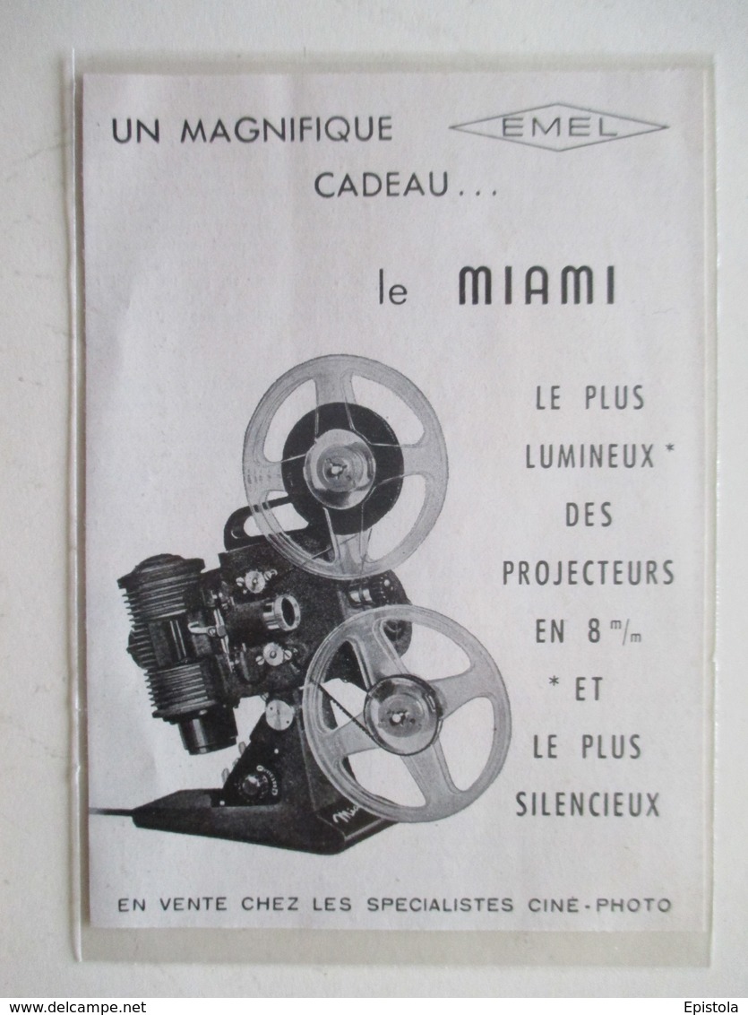 Théme Appareil Photo & Camera -  Projecteur EMEL "Modèle MIAMI"   - Ancienne Coupure De Presse De 1954 - Proyectores De Cine