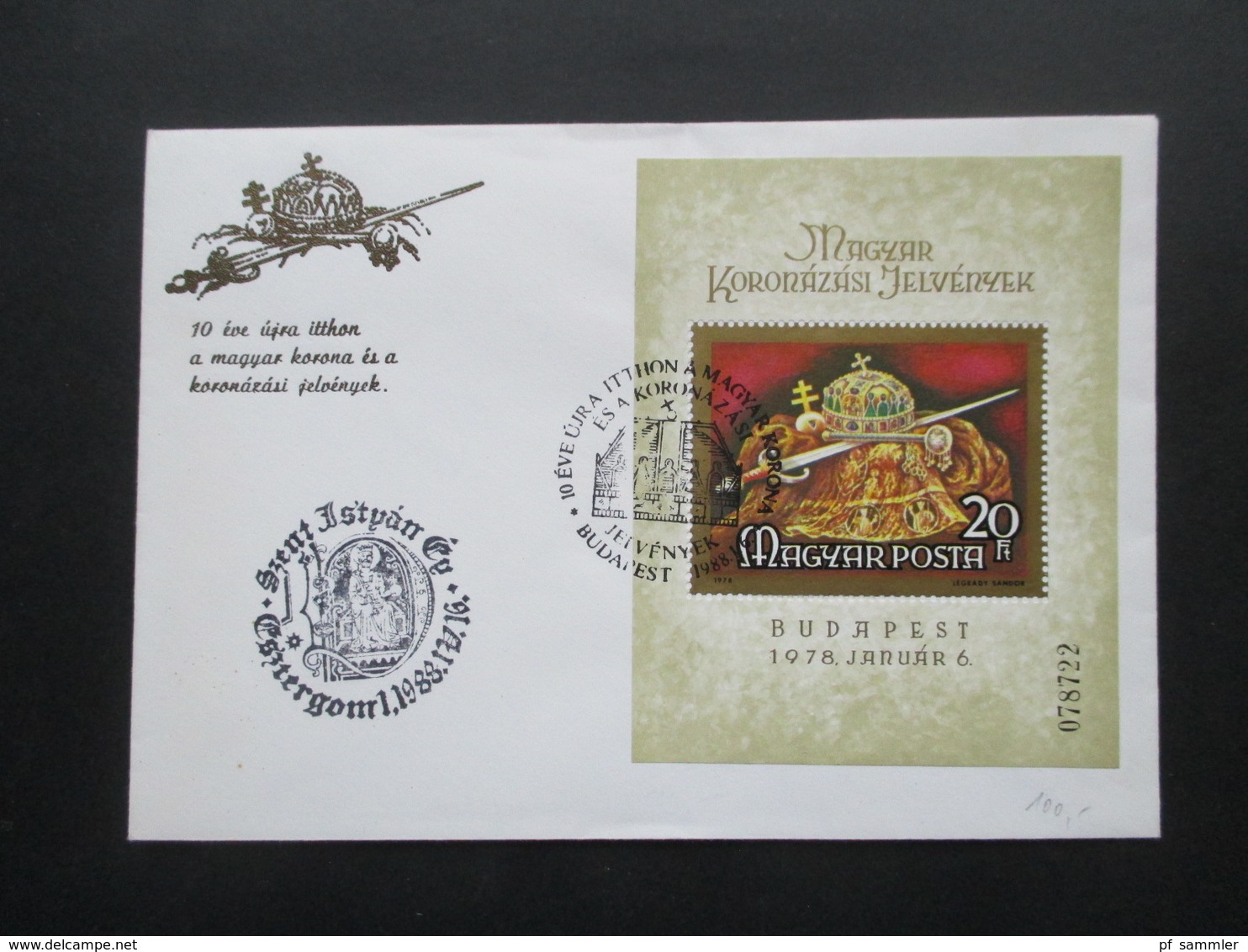 Ungarn 1978 Block 135 A FDC / Sonderumschlag Mit SST Ungarische Krönungsinsignien - Briefe U. Dokumente