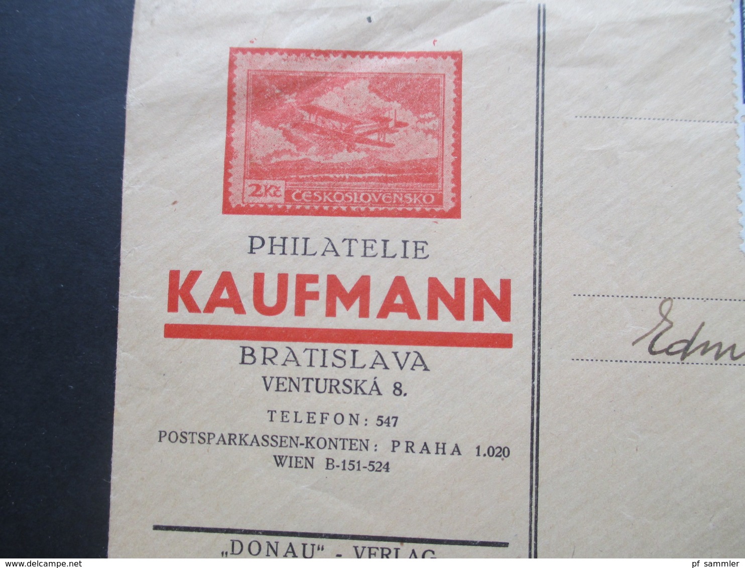 Tschechoslowakei 1937 Staatswappen Nr. 277 Als 4er Block Dekorativer Firmenumschlag Philatelie Kaufmann Bratislava - Brieven En Documenten