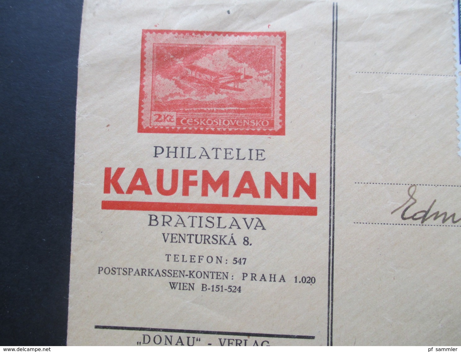 Tschechoslowakei 1937 Staatswappen Nr. 277 Als 4er Block Dekorativer Firmenumschlag Philatelie Kaufmann Bratislava - Lettres & Documents