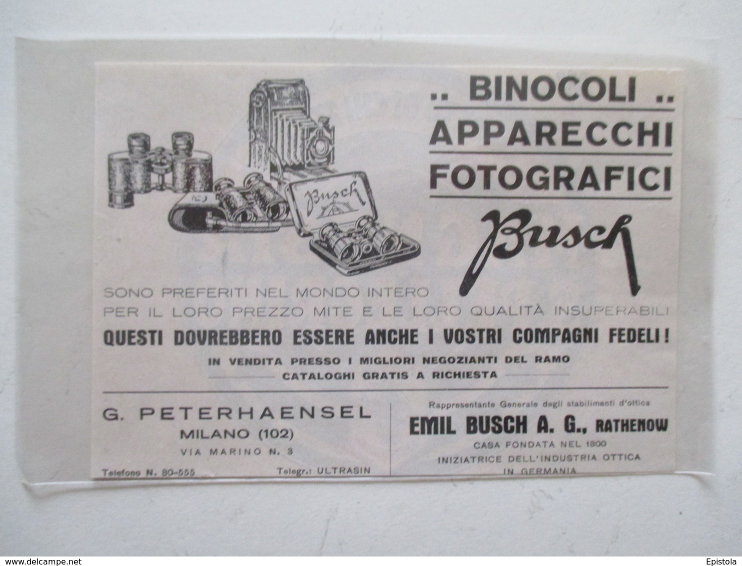 Théme Appareil Photo & Camera -  BUSCH    - Ancienne Coupure De Presse De 1929 (Italie) - Appareils Photo