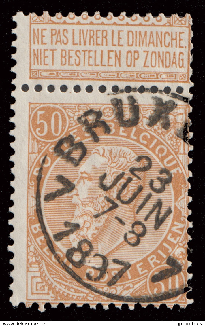 2 COB N° 62 - Obl. "BRUGES + BRUXELLES 7" - 1893-1900 Thin Beard