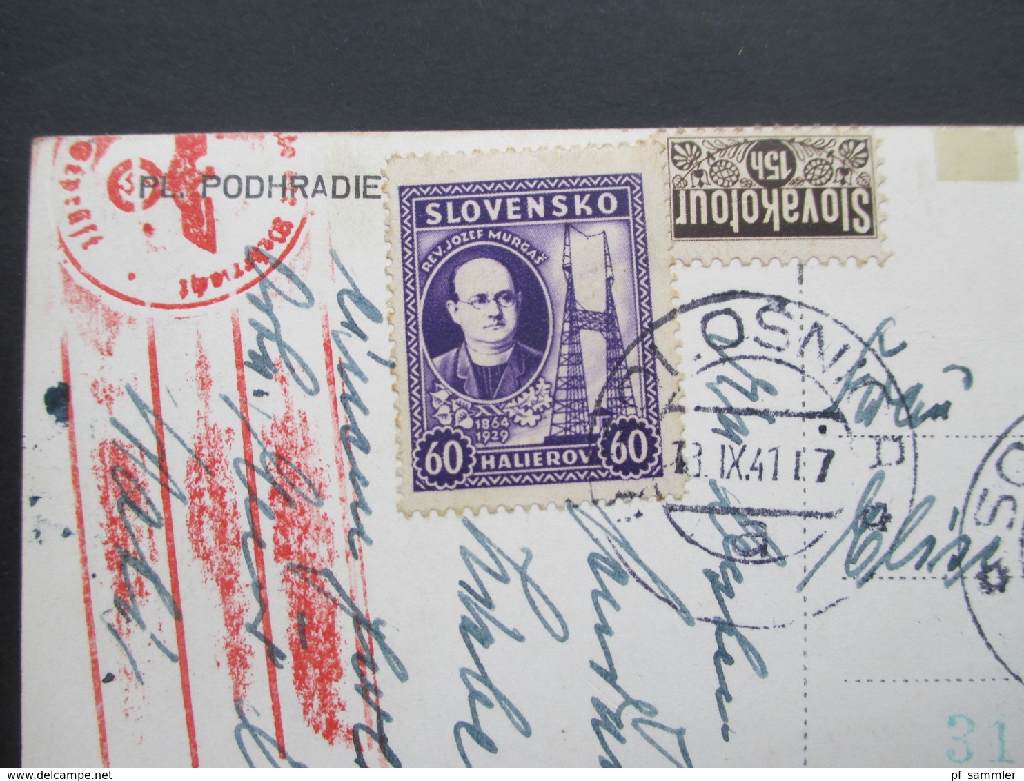 Slowakei 1941 AK Pl. Podhradie MiF Nr. 46 Und Slovakotour Mehrfachzensur OKW / Wehrmacht Stempel Solosnica - Storia Postale