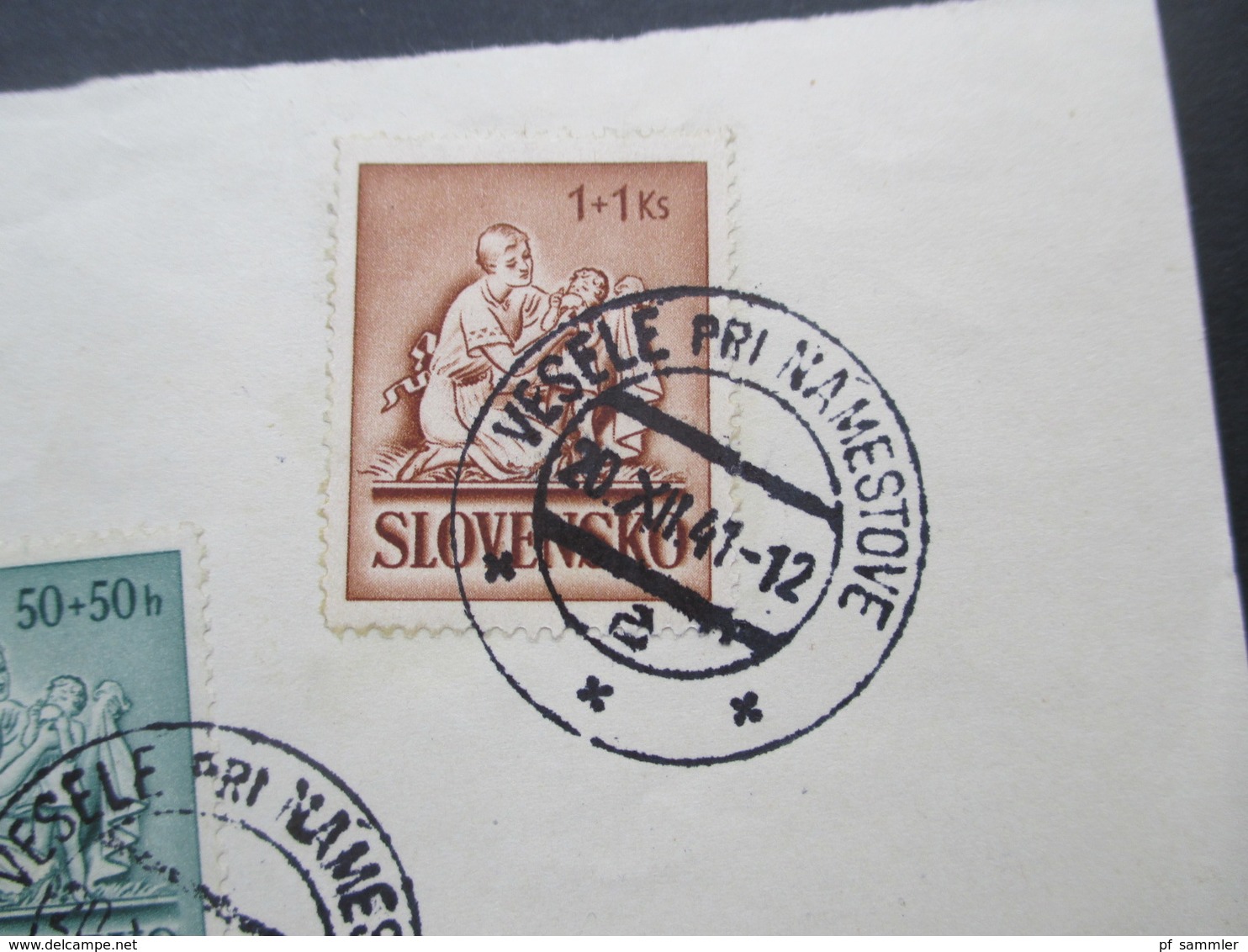Slowakei 1941 Nr. 91 / 93 Kinderhilfe Auf Briefstück Stempel Vesele Pri Namestove - Cartas & Documentos