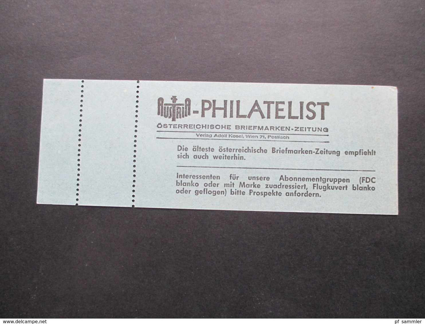 Österreich Wipa 1965 Ungebrauchte Eintrittskarte Hofburg Messepalalast / Blaue Karte! Mit Kontroll Kupon - Storia Postale