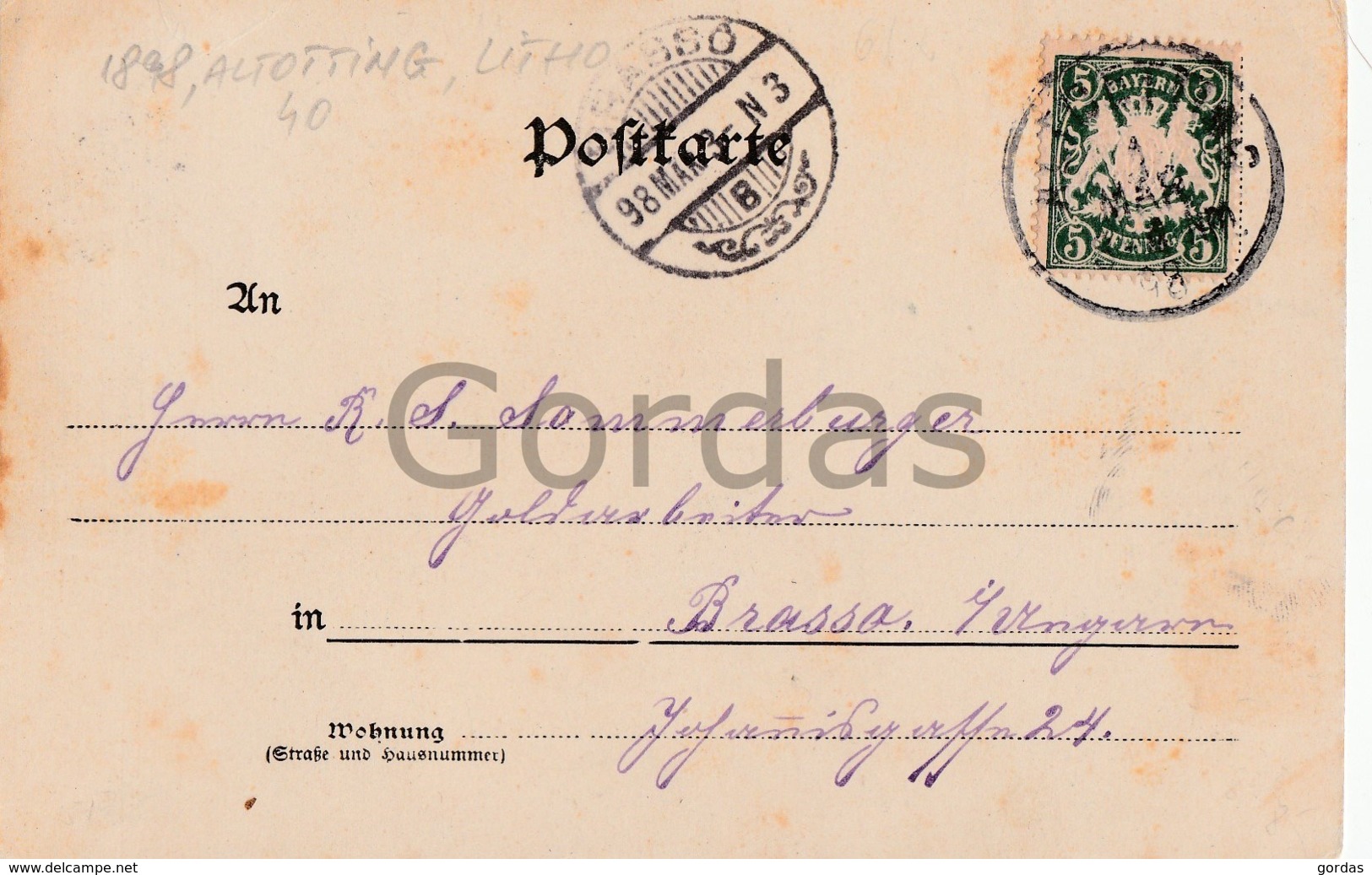 Germany - Altotting - 1898 - Litho - Hotel Post Gabriel Mayer - Kapellenplatz - Total Ansicht - Altoetting