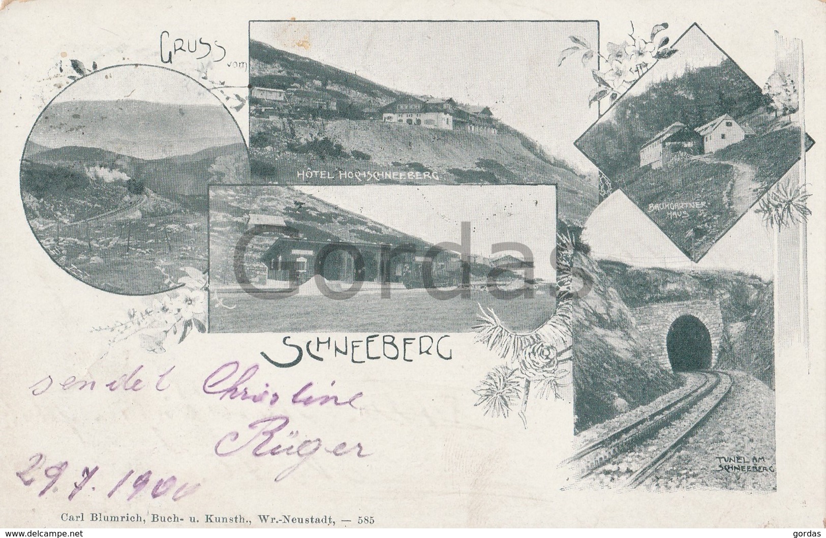 Austria - Gruss Aus Schneeberg - Litho - Hotel Hochschneeberg - Baumgartner Haus - Tunel - Schneeberggebiet