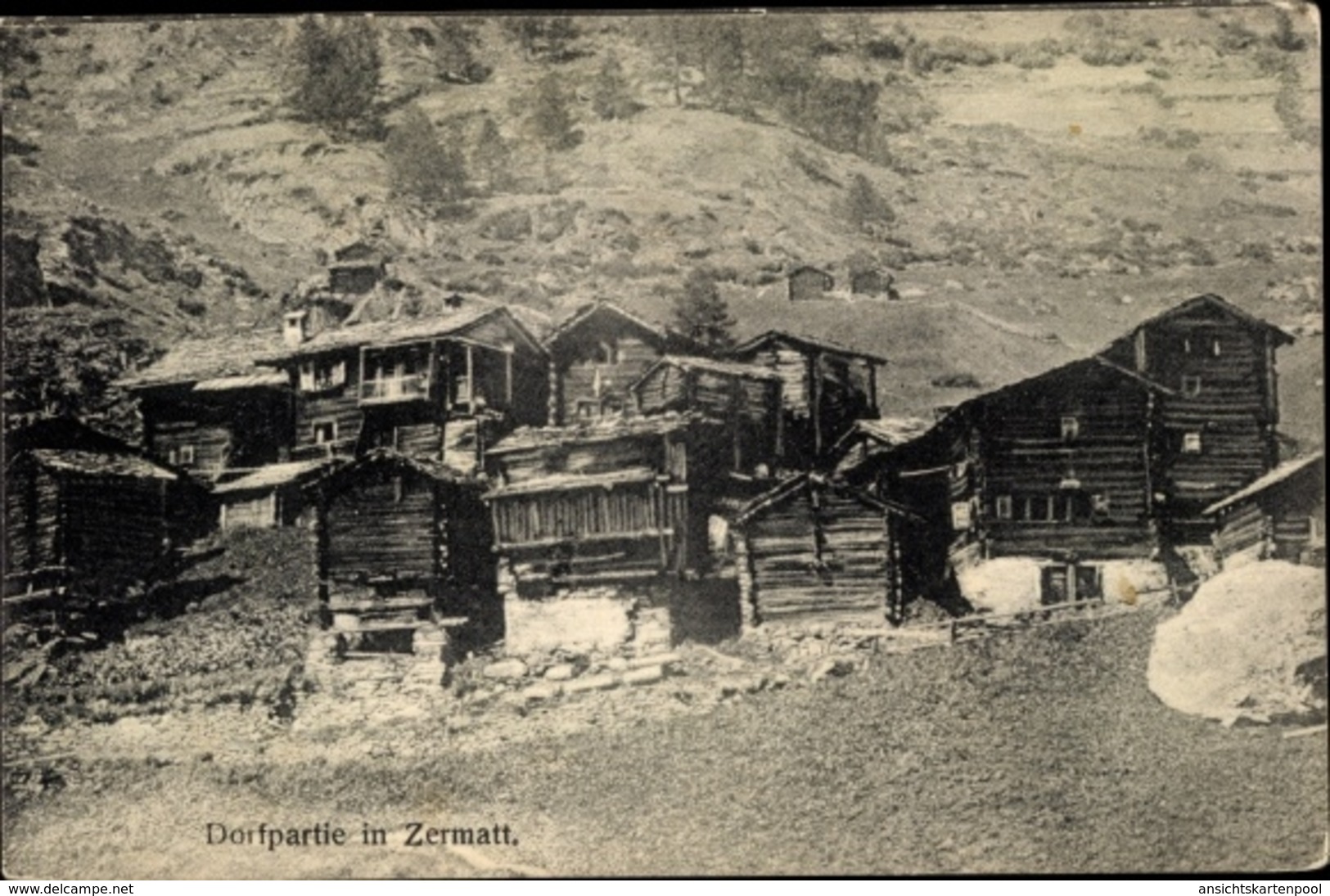 Cp Zermatt Kanton Wallis Schweiz, Dorfpartie, Holzhäuser - Zermatt