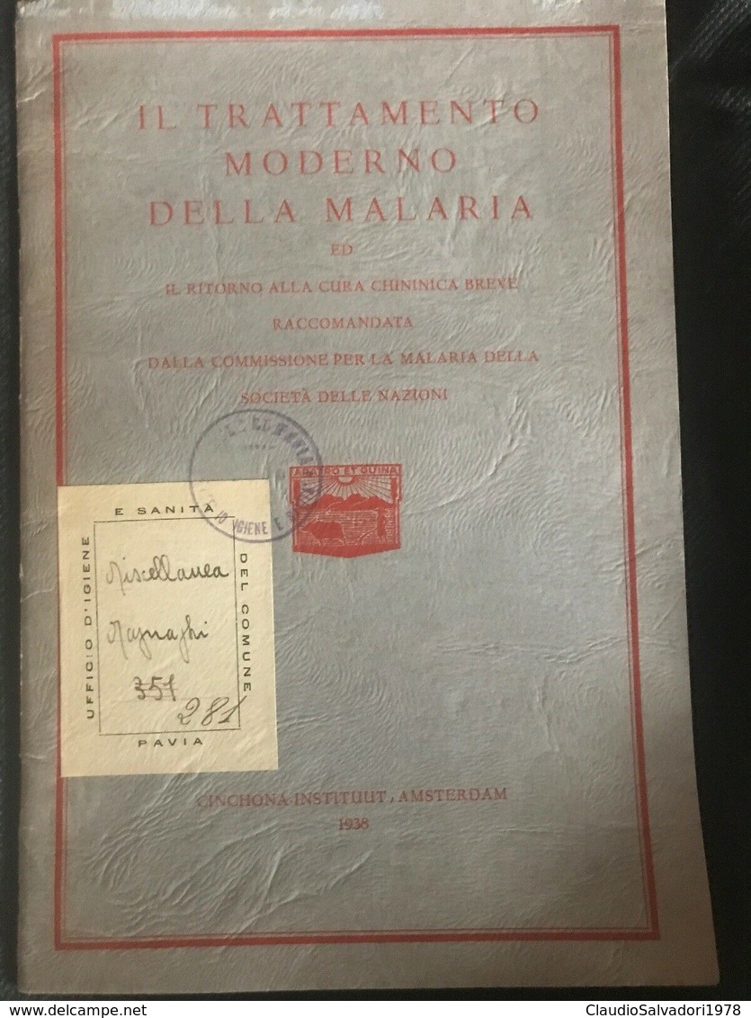 1938 Libro Di Medicina Antico - Trattato Moderno Della Malaria Chinchona Institute Amsterdam - Médecine, Psychologie