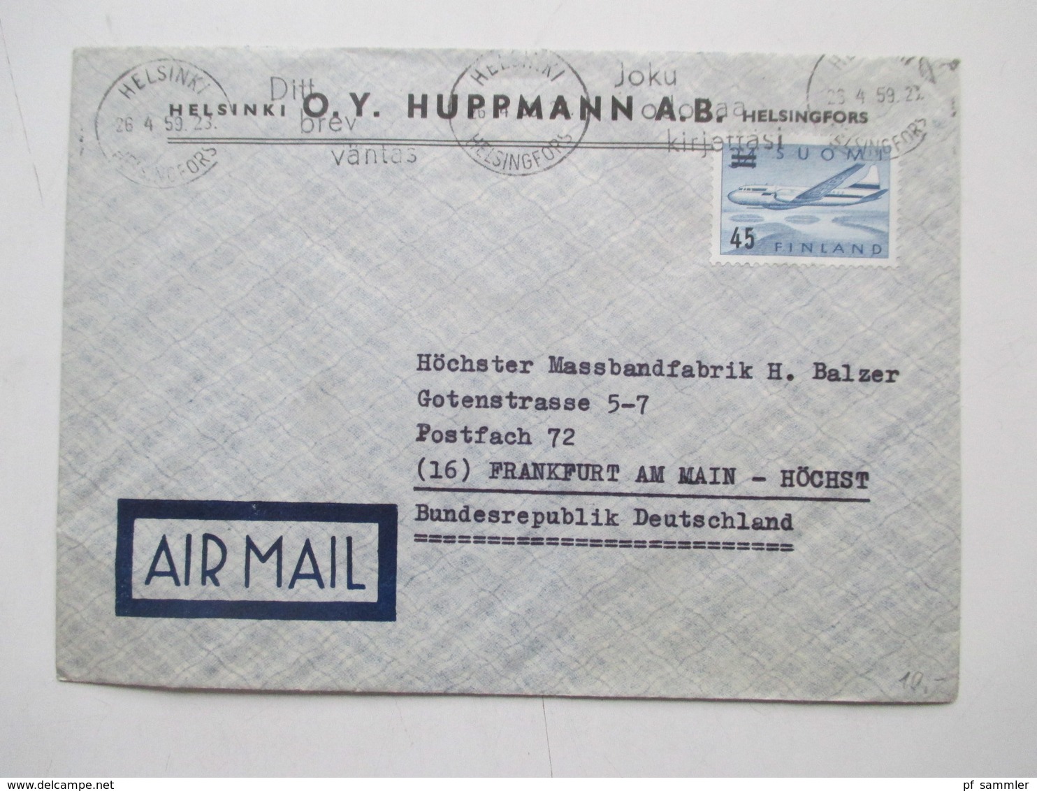 Finnland 1958 - 74 Luftpost Briefe 42 Stk. Firmen Korrespondenz Auch Freimarke Nr. 505 Flugzeug Mit Aufdruck Usw. - Storia Postale