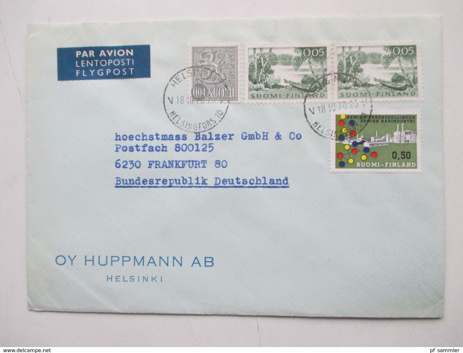 Finnland 1958 - 74 Luftpost Briefe 42 Stk. Firmen Korrespondenz auch Freimarke Nr. 505 Flugzeug mit Aufdruck usw.