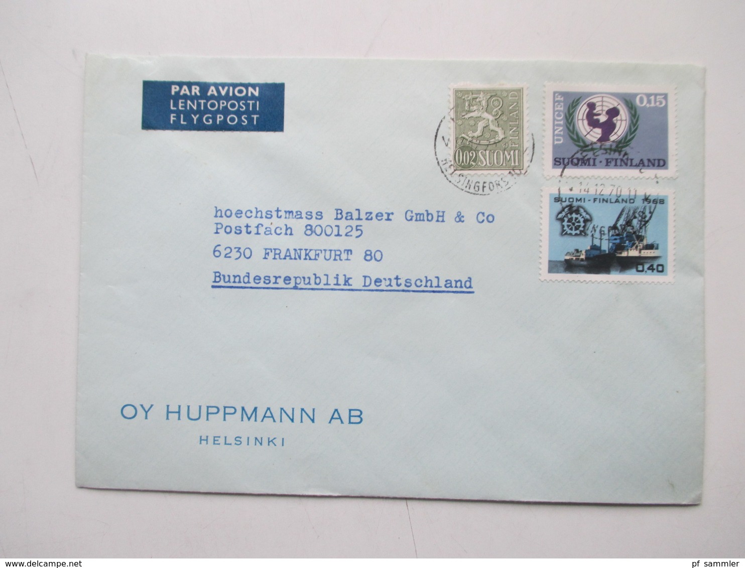 Finnland 1958 - 74 Luftpost Briefe 42 Stk. Firmen Korrespondenz auch Freimarke Nr. 505 Flugzeug mit Aufdruck usw.