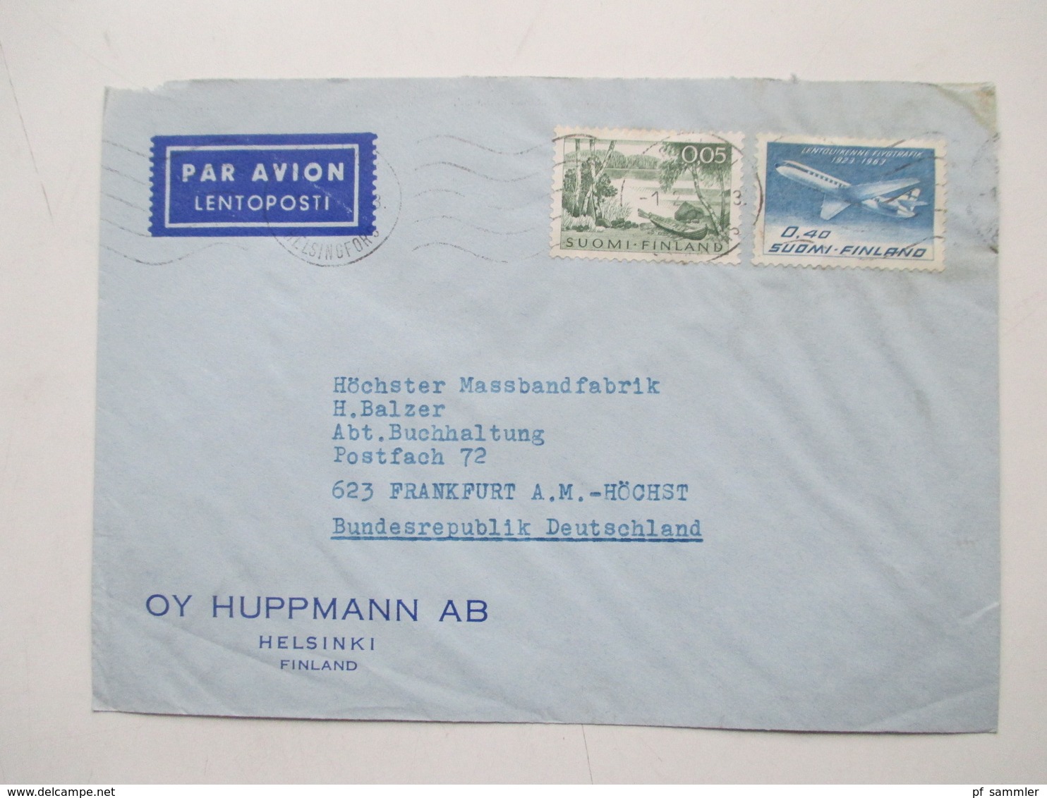 Finnland 1958 - 74 Luftpost Briefe 42 Stk. Firmen Korrespondenz auch Freimarke Nr. 505 Flugzeug mit Aufdruck usw.