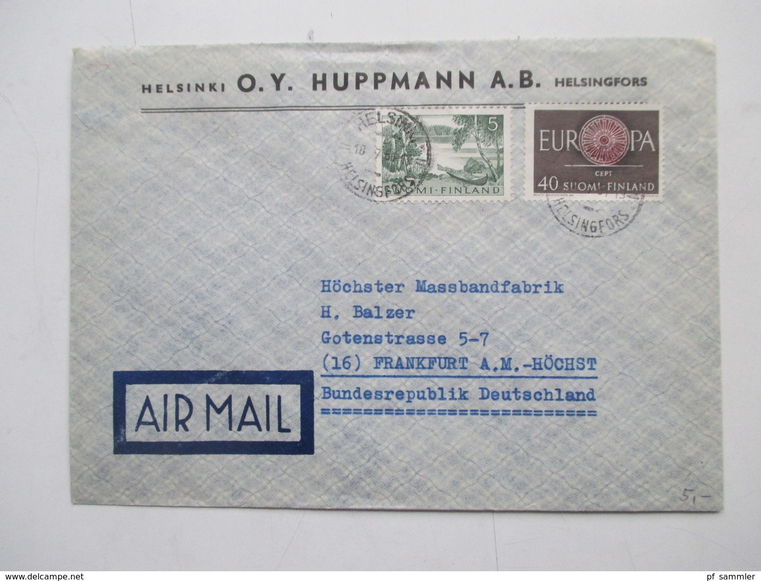 Finnland 1958 - 74 Luftpost Briefe 42 Stk. Firmen Korrespondenz auch Freimarke Nr. 505 Flugzeug mit Aufdruck usw.