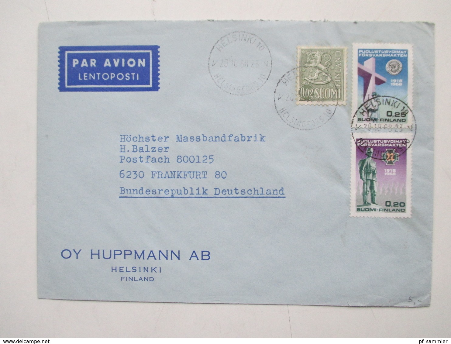 Finnland 1958 - 74 Luftpost Briefe 42 Stk. Firmen Korrespondenz auch Freimarke Nr. 505 Flugzeug mit Aufdruck usw.