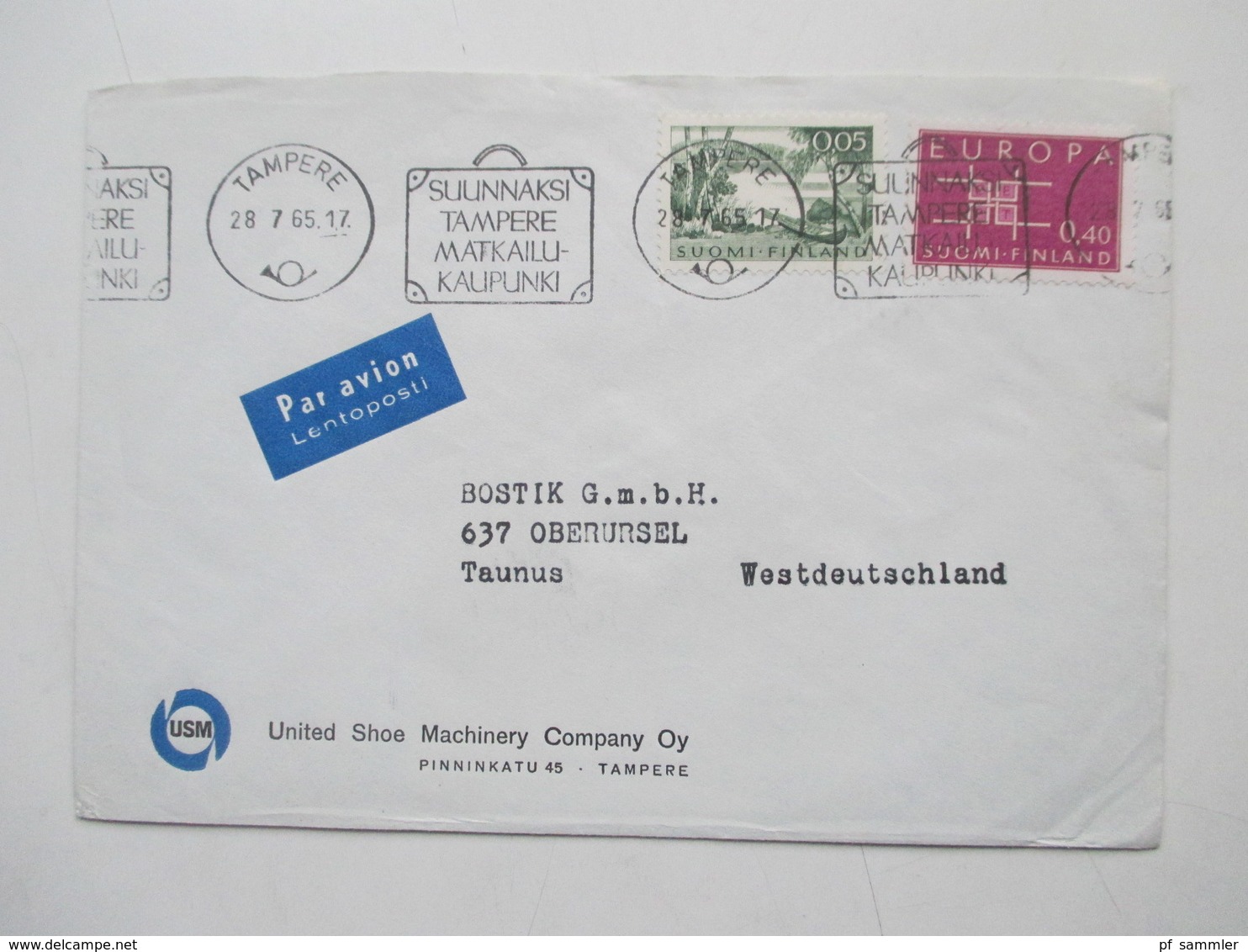 Finnland 1958 - 74 Luftpost Briefe 42 Stk. Firmen Korrespondenz auch Freimarke Nr. 505 Flugzeug mit Aufdruck usw.